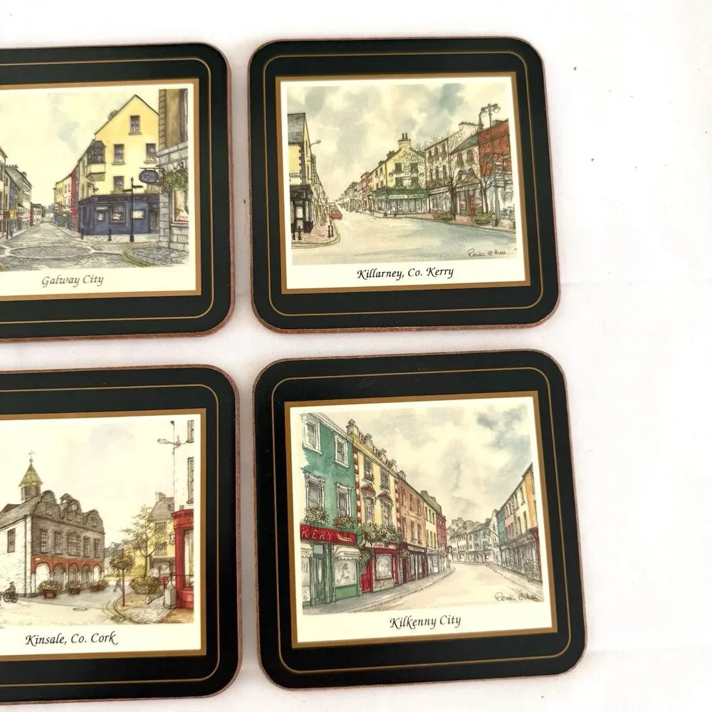 Pimpernel Cork Coaster Irish Heritage Series Street Scenes of Ireland Set of 6